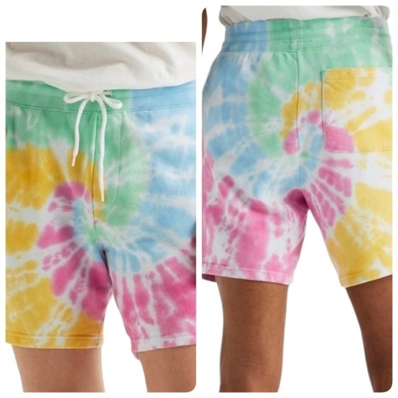 Lucky Brand Pride Tie Dye Clover Gender Neutral Shorts Elastic Waist LARGE - Picture 12 of 16